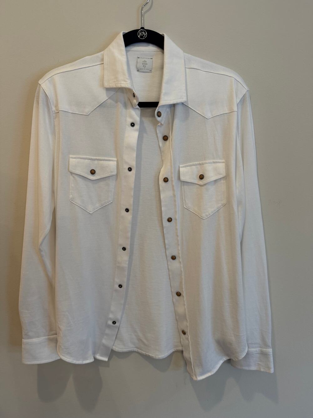 Eleventy Platinum White Snap Shirt S